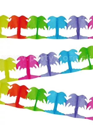 Girlanda - HAVAJSKÉ DÚHOVÉ PALMY - 18 x 17 x 300 cm, papier