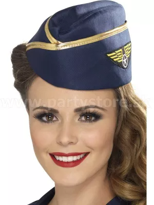 Čiapka - LETUŠKA - AIR HOSTESS -  tmavomodrá s nášivkou