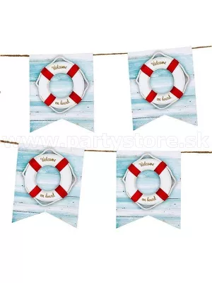 Girlanda vlajková - VITAJTE NA PALUBE - 400 x 19,5 cm, kartón. papier