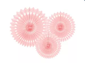 Dekorácie na zavesenie - ROZETY - svetlo ružové, 20 - 25 - 30 cm