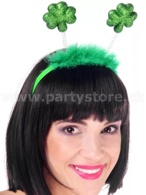 Čelenka - ŠTVORLÍSTKY - zelené trblietavé na pružinách s marabou