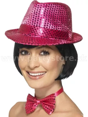Klobúk - TRILBY FLITER - ružový, lesklé flitre, unisex