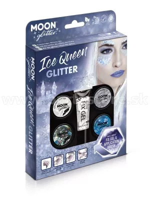 Trblietky kozmetické - MOON GLITTER ICE QUEEN - 4 x 3 gram. + 10 ml fix. gél