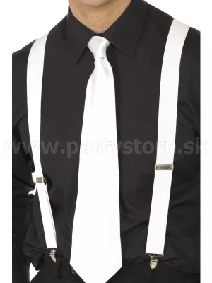 Traky - 3 CLIP ELASTIC - biele, nastaviteľné, šírka 3 cm