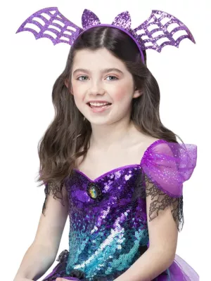 Čelenka - NETOPIER - fialové trblietavé krídla, univerzálna veľkosť