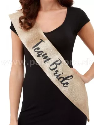 Šerpa - BRIDE TEAM DELUXE GLITTER zlatá trblietavá, čierna tlač