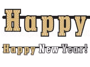 Banner - HAPPY NEW YEAR HOLOGRAPHIC - 142 x 15 cm, kartónový papier