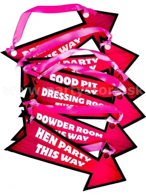 Smerové tabuľky - HEN NIGHT - obojstranná dekorácia, bal. 6 ks