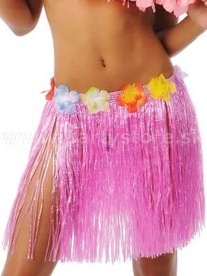 Sukňa – HAWAIIAN HULA GIRL - ružová, mini, dĺžka 40 cm