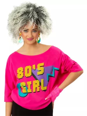 Tričko - 80s GIRL - ružové s farebnou potlačou, dámske
