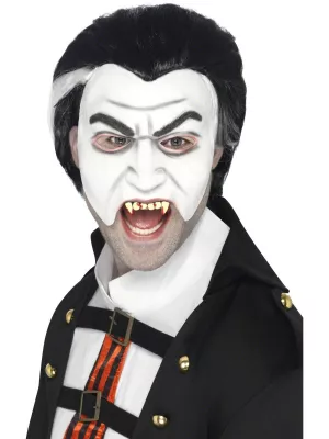 Maska - VAMPÍR - bielo čierna na 1/2 tváre, latex