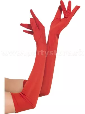 Rukavičky - JERSEY - 53 cm, červené, dámske