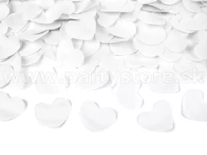 Konfety vystreľovacie - SRDIEČKA - 40 cm tuba, biele srdcia, papier