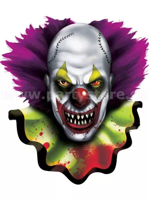 Dekorácia na zavesenie - STRAŠIDELNÝ CIRKUSOVÝ KLAUN - 38 x 33,5 cm, obojstranná