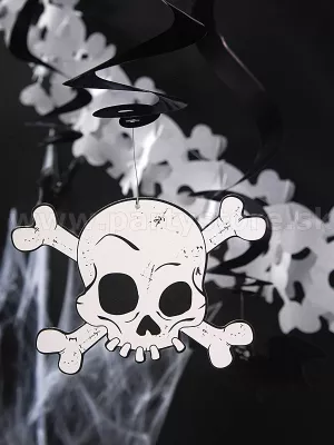 Špirály na zavesenie - LEBKY A NETOPIERE - 60 cm, fólia