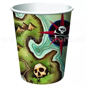 Poháre - PIRÁTSKA MAPA - 266 ml, balenie 8 ks, papier