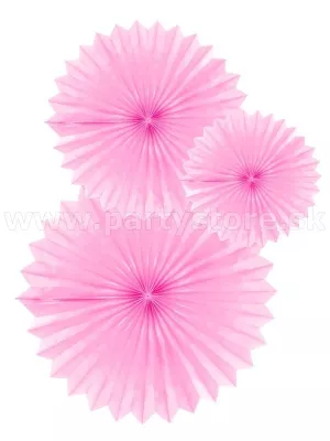 Dekorácie na zavesenie - ROZETY - ružové, bal. 3 ks, papier