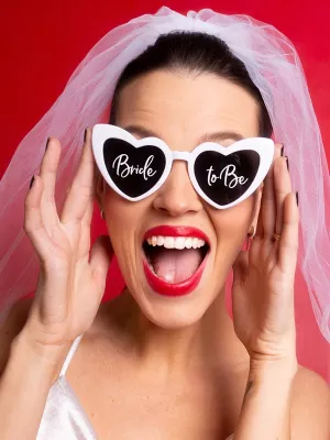 Okuliare - SRDCIA - BRIDE TO BE - biele, plast