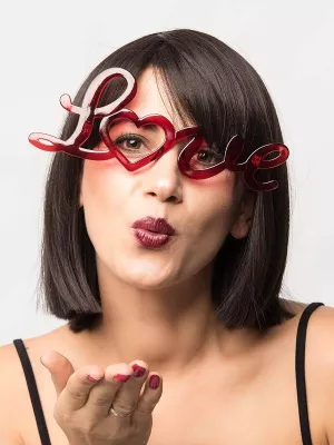 Okuliare - LOVE – červené so srdiečkom, plast, unisex
