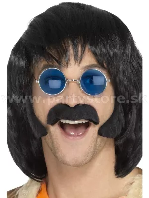 Fúzy a bokombrady - 60s HIPPIE - čierne, samolepiace, pánske