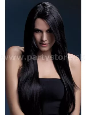 Parochňa - FEVER AMBER - čierna s ofinou na bok, dlhá 71 cm, dámska