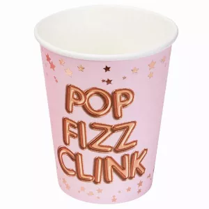 Poháre - GLITZ & GLAMOUR POP FIZZ CLINK - 255 ml, 8 ks, papier