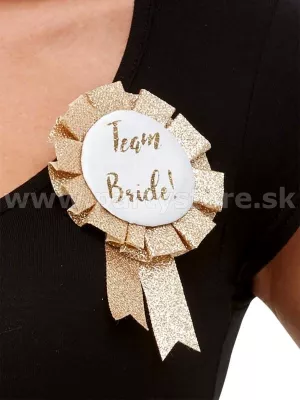 Odznak - Rosette Cotillion - TEAM BRIDE ! - ružovo zlatá rozeta