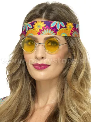 Okuliare - HIPPIE RETRO LENNON STYLE 60s - žlté, kovový rám