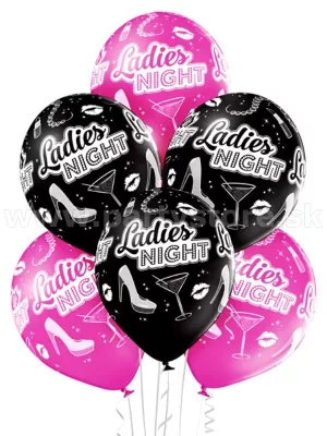 Balón pastel 30 cm - LADIES NIGHT - ružovo čierny mix, bal. 6 ks