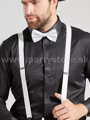 1920s súprava 2 dielna - GATSBY - biele traky + motýlik, pánska