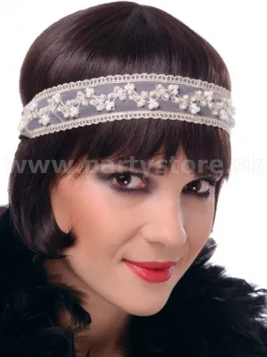 Čelenka - 20s VINTAGE ROMANTIC STYLE CREAM PEARLS - čipkovaná
