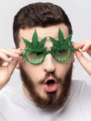Okuliare - CANNABIS - zelené, trblietavé, plast, Unisex