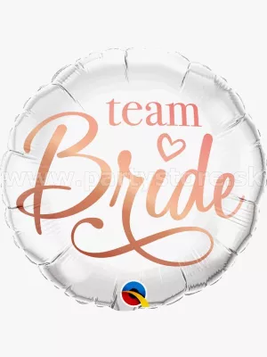 Balón fólia 46cm kruh - TEAM BRIDE - biely, ružovo zlatý nápis