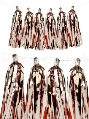 Girlanda - STRAPCE - PARTY METALLIC - ružovo zlatá, 12 strapcov