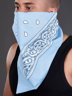 Šatka bandana - WESTERN PAISLEY DESIGN - svetlomodrá, 55 x 55 cm