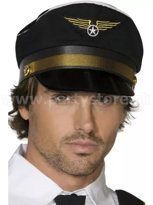 Čiapka - PILOT PIC - čierna so zlatým lemovaním
