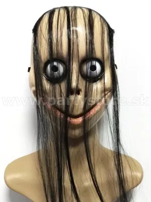 Maska - MOMO - béžová s čiernymi vlasmi, plastová