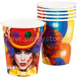 Poháre - KLAUN PARTY - 250 ml, balenie 6 ks, papier