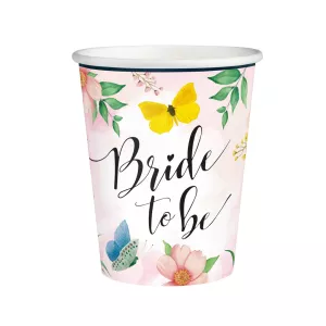 Poháre - BRIDE TO BE FLOWER - 220 ml, bal. 6 ks, papier