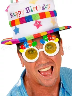 Okuliare - HAPPY BIRTHDAY - biele s farebnými balónmi, unisex