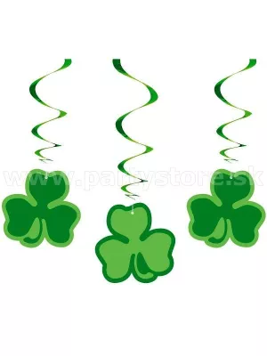 Špirály na zavesenie - TROJLÍSTKY - 60cm zelené, bal. 3 ks fólia