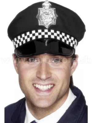 Čiapka policajt - POLICE PANDA - čierna s lemovacou stuhou