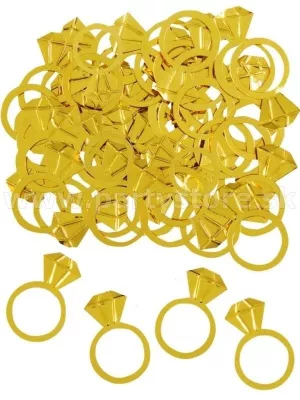 Konfety - PRSTEŇ S DIAMANTOM - zlaté, metalizovaná fólia, 14,1 gramov