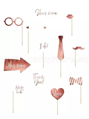 Rekvizity foto - SVADBA - ružovo - zlaté, mix vzorov, bal. 12 ks