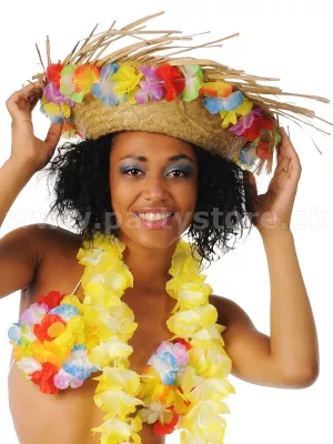 Klobúk - HAWAIIAN BEACH - slamený s kvetmi, Unisex