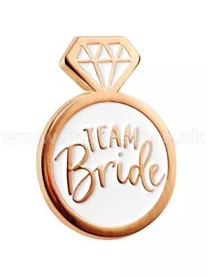Odznak - TEAM BRIDE - 2,5 x 3,5 cm ružovo zlatý prsteň s diamantom
