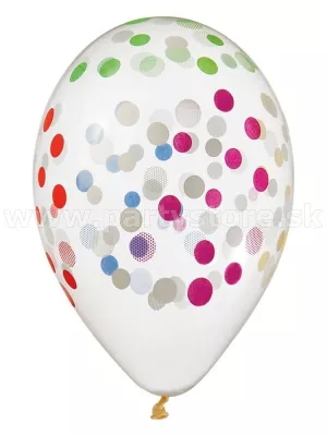Balón priezračný 33 cm - COLOR CONFETTI - farebná tlač, 5 ks