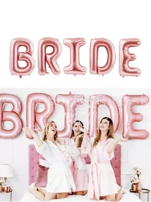 Balón fólia banner 86 x 280 cm - BRIDE - ružovo zlatý