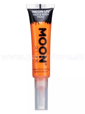 Farba na tvár a telo - NEON UV MOON - ORANŽOVÁ, svieti pri UV, 15 ml