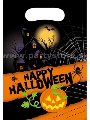 Tašky darčekové - HAPPY HALLOWEEN - 16,5 x 23 cm, bal. 6 ks, plast